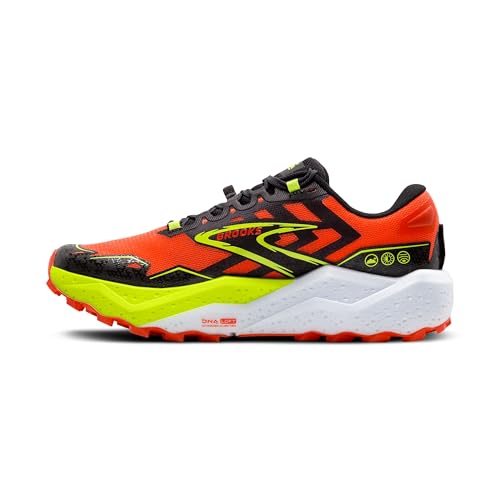 Brooks Men’s Caldera 7 Trail Running Shoe - Cherry Tomato/Phantom/Lime - 9 Medium