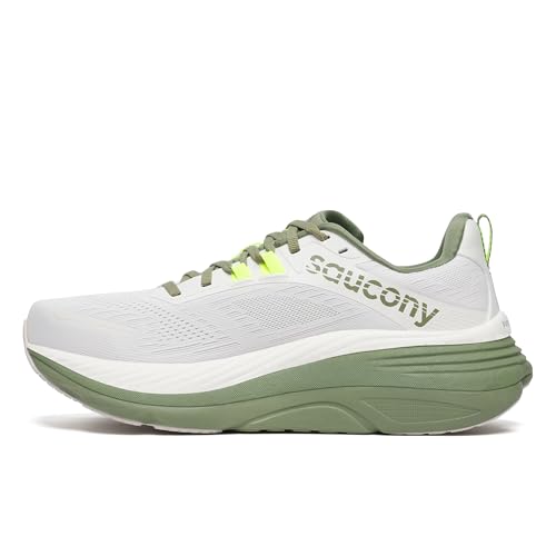 Saucony Men's Hurricane 24 Sneaker, White/Olivine, 10.5