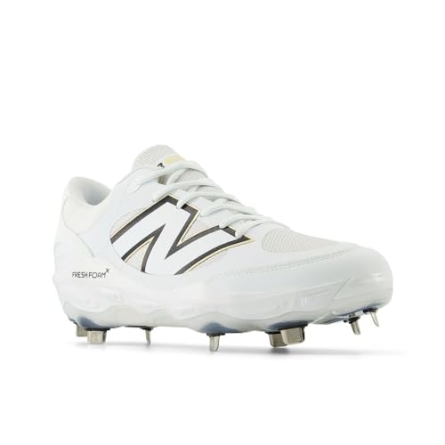 New Balance Men's Fresh Foam X 3000 V7 Baseball Shoe, White/Black, 9 W