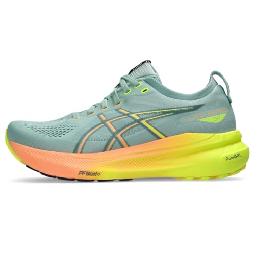 ASICS Women's Gel-Kayano 31 Running Shoes, 5.5, Light Celadon/Safety Yellow