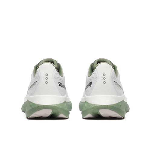 Saucony Men's Ride 18 Sneaker, White/Olivine, 10.5