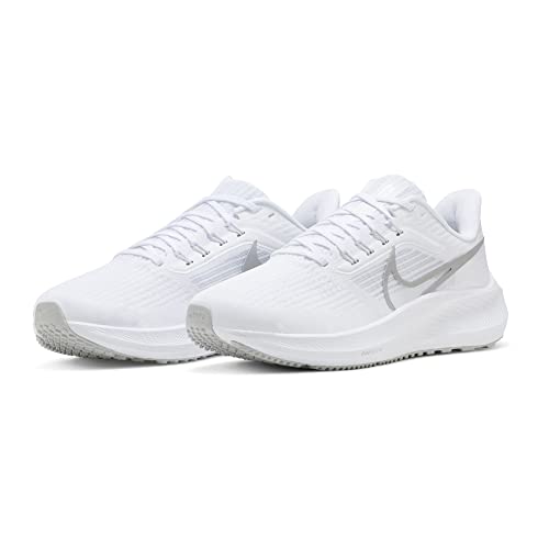 NIKE Women's Air Zoom Pegasus 39 Sneaker, White Metallic Silver Pure Platinum, 8