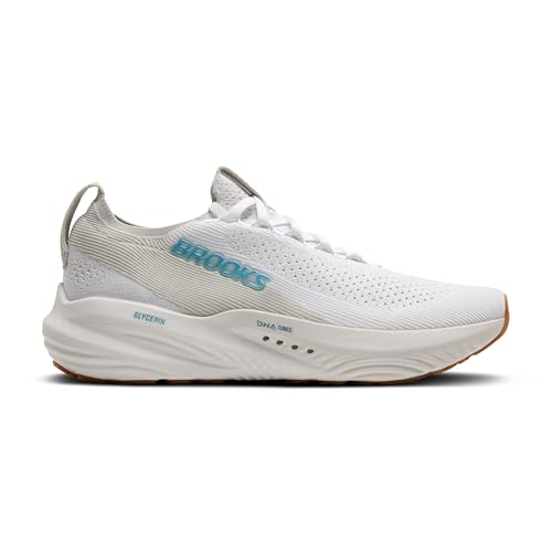 Brooks Men’s Glycerin Stealthfit 22 Neutral Running Shoe - White/Oyster/Blue - 12 Medium