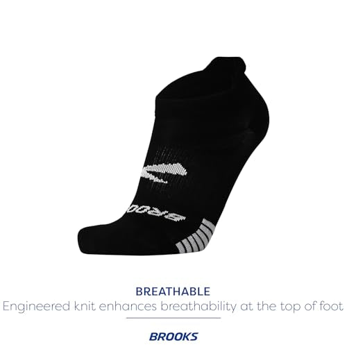 Brooks Ghost Lite No Show Socks, Running Socks with Arch Support, 2-Pack - Black - M