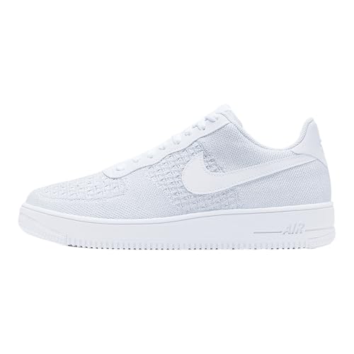 Nike Men's Air Force 1 Flyknit 2.0 Basketball Shoes, Multicoloured White Pure Platinum Pure Platinum White 100, 7 US