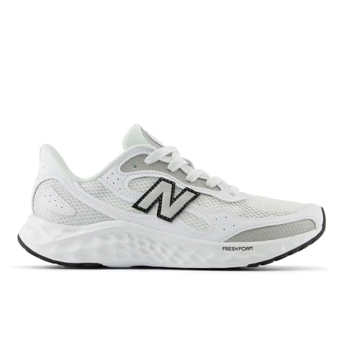New Balance Women's Fresh Foam Arishi V4 Running Shoe, Nb White/Silver Metallic/Black, 9.5 M