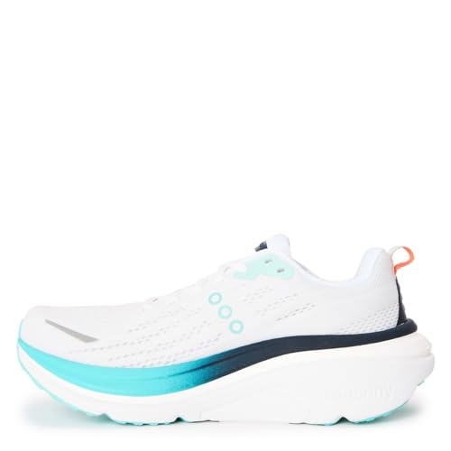 Saucony Women's Hurricane 25 Sneaker, White/Navy, 8