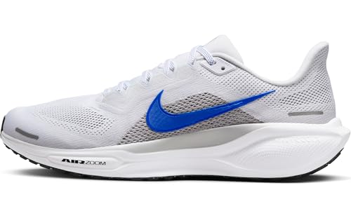 Nike AIR Zoom Pegasus 41 Mens Laced Shoes, WHITERACERBLUE-WOLFGREY-PUREPLATINUM, 42.5 EU