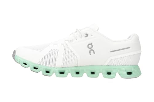 On Mens Cloud 5 Running Shoes, Undyed-White/Creek, 8.5 US
