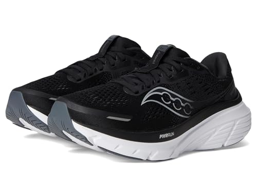Saucony Women's Guide 18 Sneaker, Black/White, 12 Wide