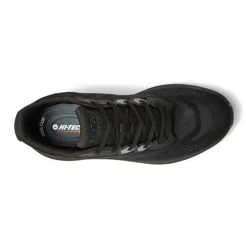 HI-TEC Resist SR Mesh Black Non Slip Work Shoes for Men, Comfortable Water Resistant Mens Food Service Sneakers, Medium and Wide Width - Black, 10.5 Medium