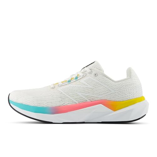 New Balance Men's FuelCell Propel V5 Running Shoe, White/Ginger Lemon/Cyber Jade, 10