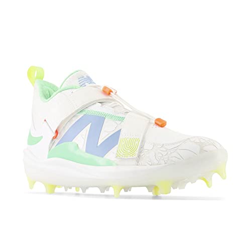 New Balance Unisex-Adult FuelCell Lindor V2 Comp Baseball Shoe, Optic White/Neon Dragonfly/Electric Jade, Men 11 N/Women 12.5 M