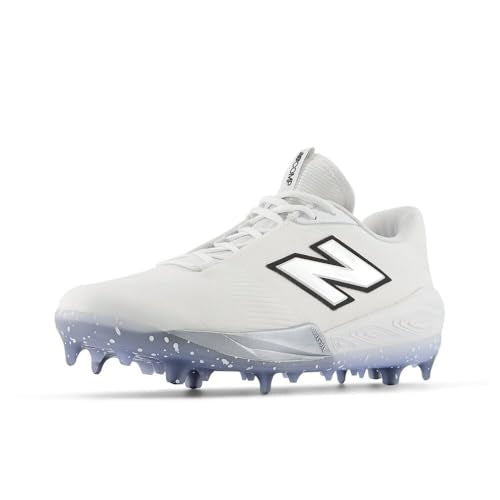 New Balance Men's FuelCell Comp V4 Baseball Shoe, White/Silver, 10.5 M