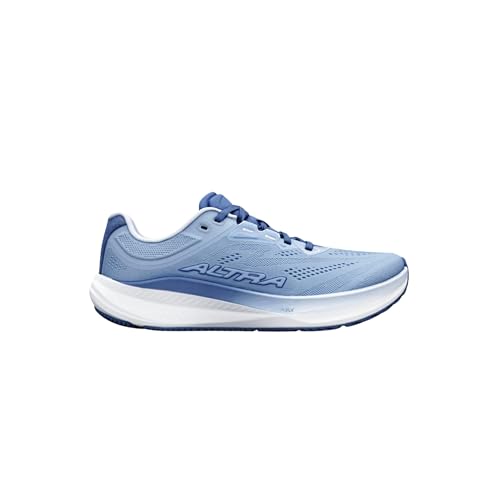 Altra women's Torin 9 wide road running shoe in Blue, White and Dark Denim