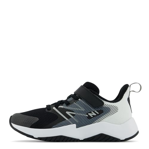 New Balance Kid's Rave Run V2 Hook & Loop Running Shoe, Black/White, 11 Wide Little Kid