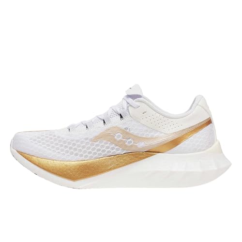 Saucony Men's Endorphin Pro 4 Sneaker, White/Gold, 11.5