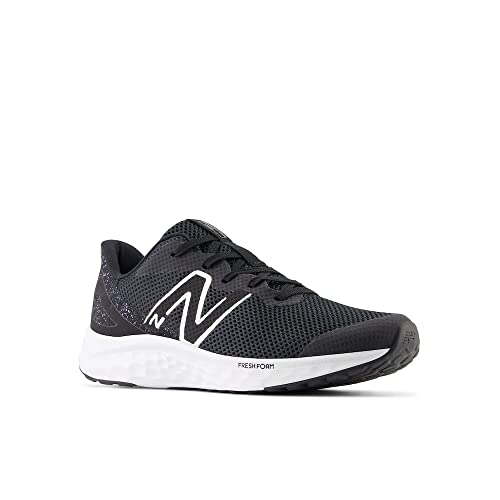 New Balance KIds Arishi Fresh Foam v4 Sneaker, BLACK/WHITE/SILVER METALLIC, 4 XW Big Kid (8-12 Years)