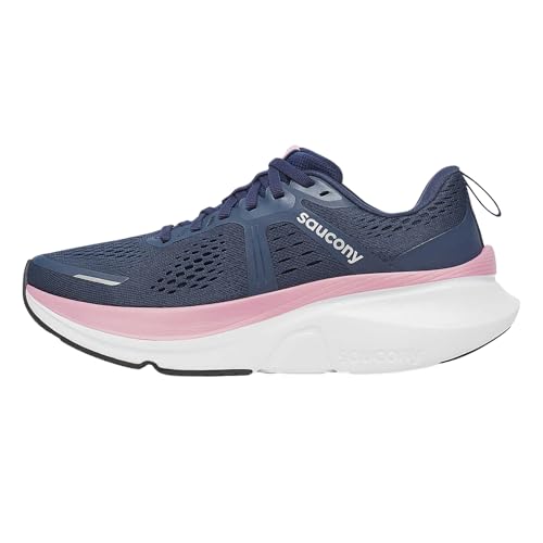 Saucony Women's Guide 18 Sneaker, Navy/Orchid, 8