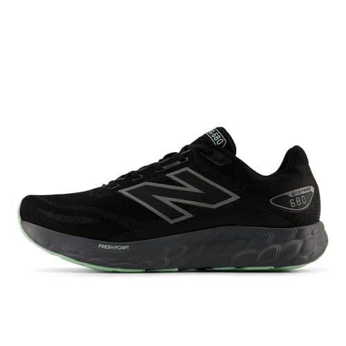 New Balance Men's Fresh Foam 680 V8 Waterproof Running Shoe, Black/Castlerock/Lab Green, 10 M