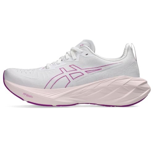 ASICS Women's NOVABLAST 4 D Running Shoes, 11, White/Soothing SEA