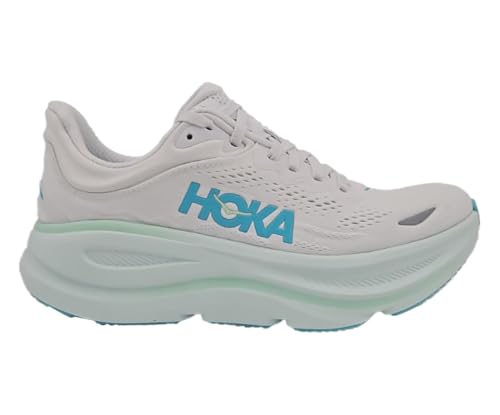 HOKA Bondi 9 Womens Shoes Size 8.5, Color: Frost/Cielo Blue