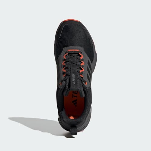 adidas Men's Terrex Tracefinder 2 Climaproof Trail Running, Black/Black/Semi Impact Orange, 12