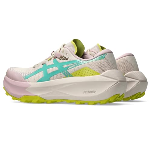 ASICS Women's Trabuco MAX 5 Trail Running Shoes, 7.5, Mineral Beige/Aurora Green
