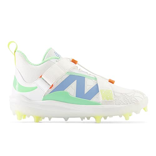 New Balance Unisex-Adult FuelCell Lindor V2 Comp Baseball Shoe, Optic White/Neon Dragonfly/Electric Jade, Men 11 N/Women 12.5 M