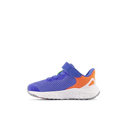 New Balance Baby Fresh Foam Arishi V4 Hook and Loop Running Shoe, Bright Lapis/Bleached Lime Glo/Neon Dragonfly, 4 Wide US Unisex Infant