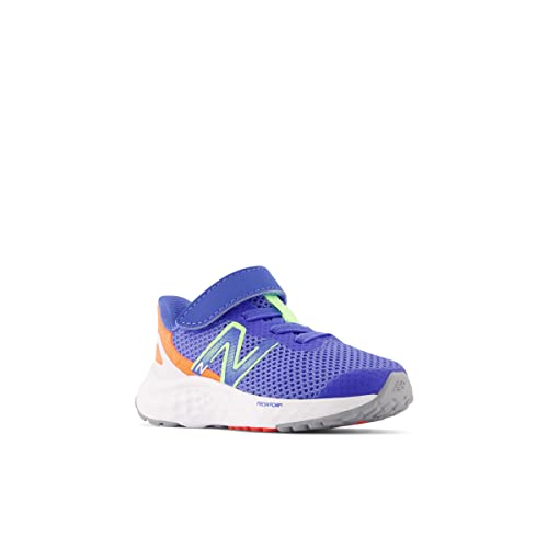 New Balance Baby Fresh Foam Arishi V4 Hook and Loop Running Shoe, Bright Lapis/Bleached Lime Glo/Neon Dragonfly, 4 Wide US Unisex Infant