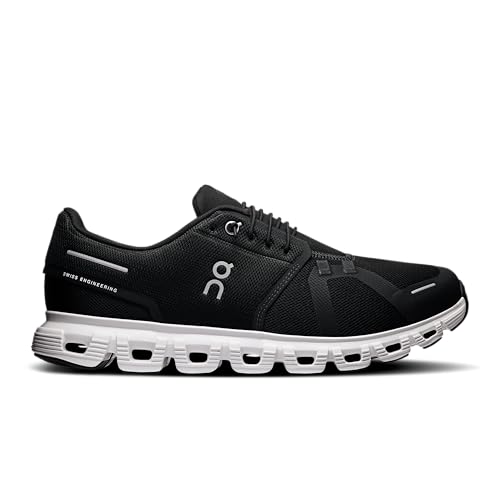 On Men's Cloud 6 Sneakers, Black | White, 8 Medium US
