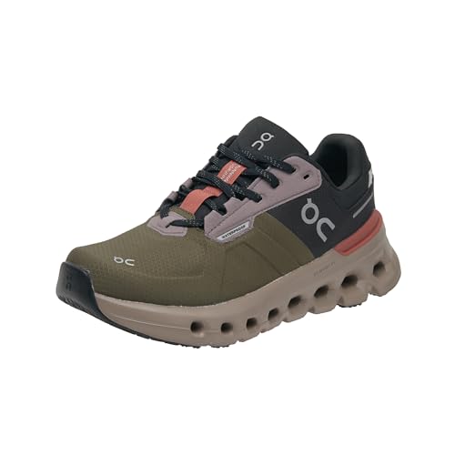 On Women's Cloudrunner 2 Waterproof Sneakers, Olive/Mahogany, 9.5 Medium US