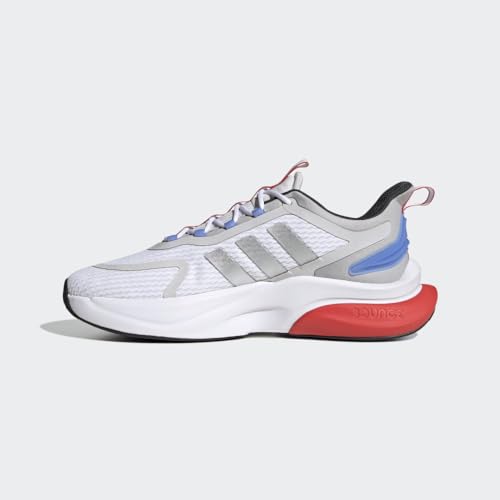 Adidas Men's Alphabounce+ Running Shoe, White/Silver Metallic/Blue Fusion, 11.5