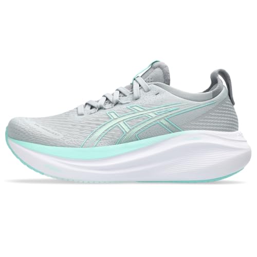 ASICS Women's Gel-Nimbus 27 Running Shoe, 9.5, Piedmont Grey/Illuminate Mint