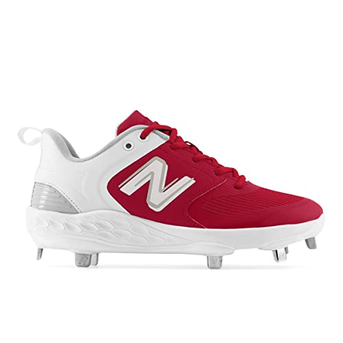 New Balance Women's Fresh Foam X Velo V3 Metal Softball Shoe, Red/White, 7.5 Medium US
