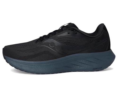 Saucony Men's Ride 18 Sneaker, Black/Shadow, 9