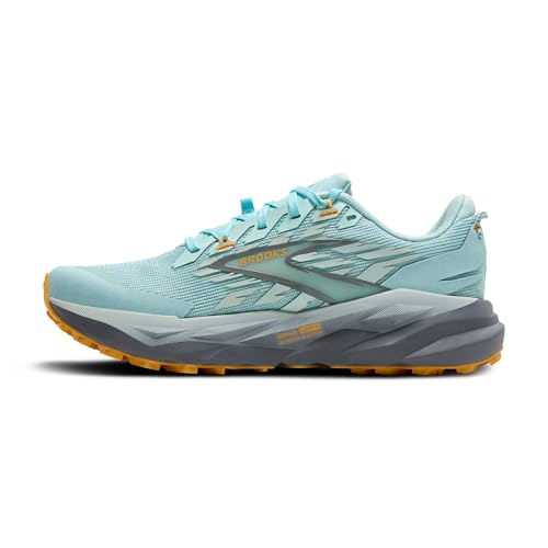 Brooks Women’s Cascadia 19 Mountain Trail Running Shoe - Clearwater/Primer Grey/Apricot - 8 Medium