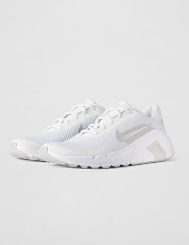 Nike Women's Flex Train Training/Workout Shoes, White/Metallic Silver-Photon Dust, 8