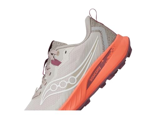 Saucony Women's Peregrine 15 Sneaker, Oat/Salmon, 9
