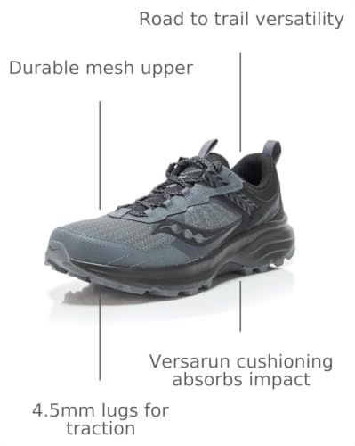 Saucony Men's Excursion Tr17 Sneaker, Shadow/Black, 9.5
