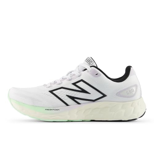 New Balance Women's Fresh Foam 680 V8 Running Shoe, White/Grey Matter/Taro, 8.5 M