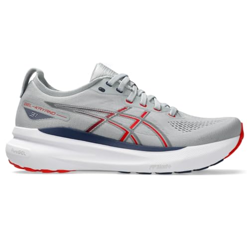 ASICS Men's Gel-Kayano 31 Running Shoes, 11.5, Piedmont Grey/Fiery RED