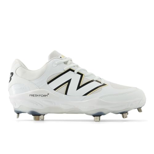 New Balance Men's Fresh Foam X 3000 V7 Baseball Shoe, White/Black, 9 W