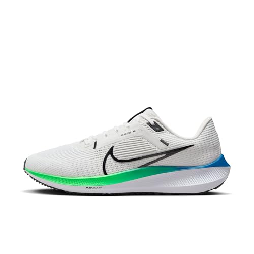 NIKE Pegasus 40 Men's Road Running Shoes, PLATINUM TINT/BLACK-WHITE-GREEN STRIKE, 12 UK (13 US)