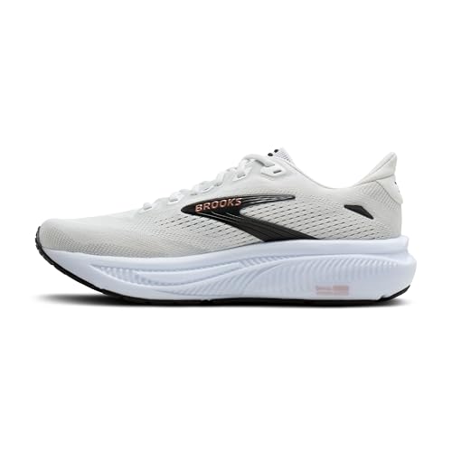 Brooks Women’s Ghost 18 Neutral Running & Walking Shoe - White/Black/Rose Gold - 9.5 Narrow
