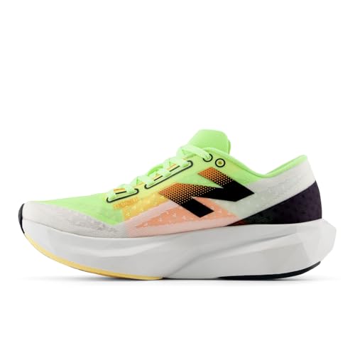 New Balance Women's FuelCell Rebel V4 Running Shoe, White/Bleached Lime Glo/Hot Mango, 5.5 W