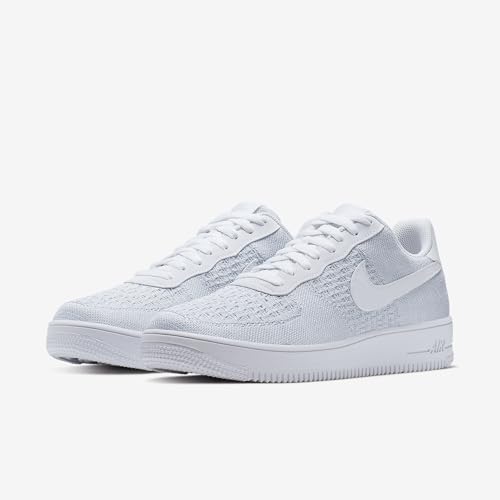 Nike Men's Air Force 1 Flyknit 2.0 Basketball Shoes, Multicoloured White Pure Platinum Pure Platinum White 100, 7 US