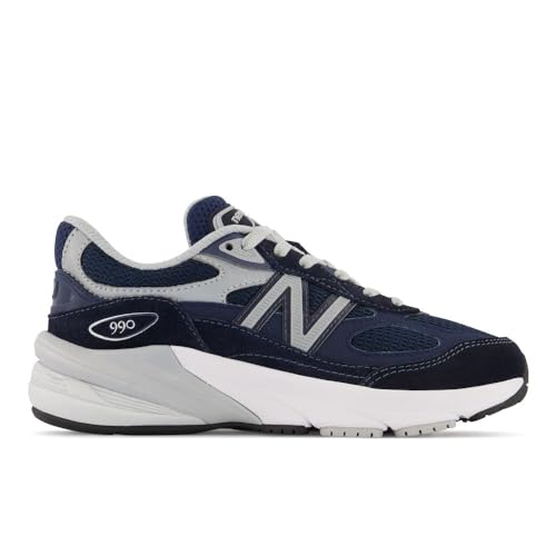 New Balance Kid's 990 V6 Sneaker, Navy/Silver, 3 Medium US