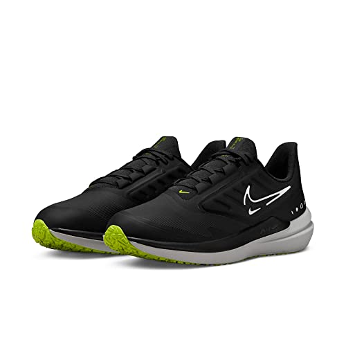 Nike AIR Winflo 9 Shield-Black/White-DK Smoke GREY-VOLT-DM1106-001-12, BLACK/WHITE-DK SMOKE GREY-VOLT, 11 UK